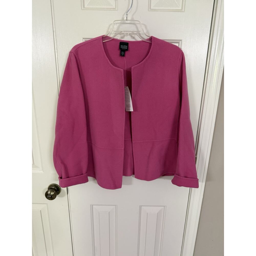 Eileen Fisher Kirsh Round Neck Jacket Petite L Wool Cashmere New